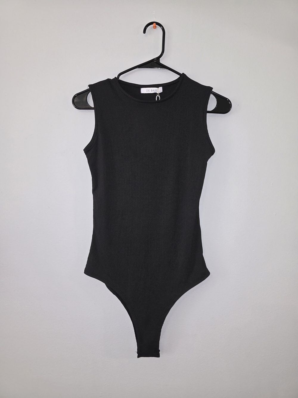 Black Sleeveless Ribbed Bodysuit